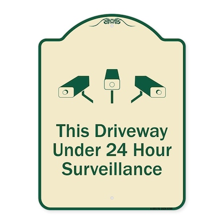Signmission Designer Series-This Driveway Under 24 Hour Surveillance With Graphics, 24" H, TG-1824-9748 A-DES-TG-1824-9748